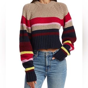 Current/Elliot Moonshine Striped Colorblock Cropped Sweater Size 1